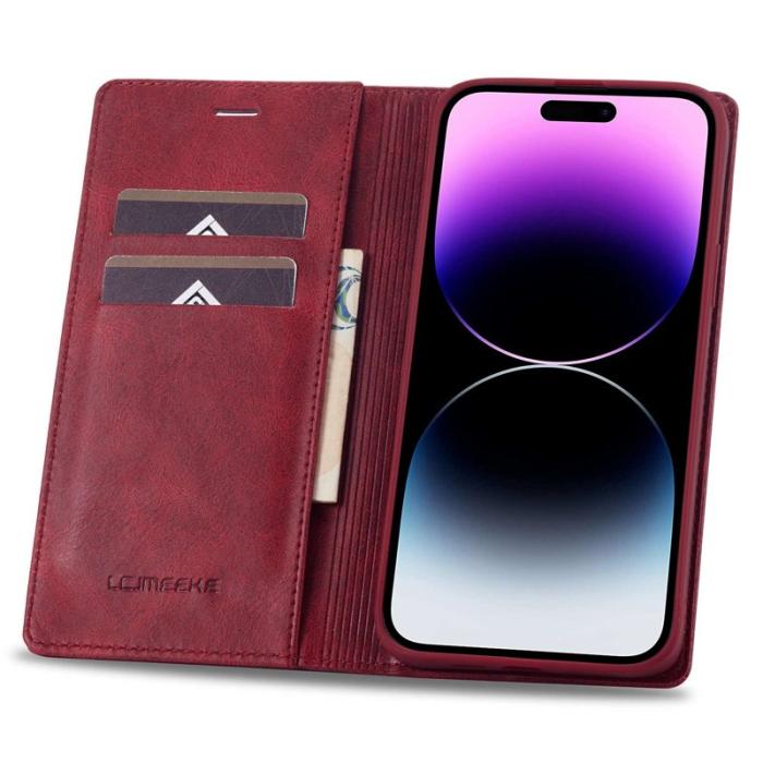LC.imeeke - LC.IMEEKE iPhone 14 Pro Fodral i PU-läder - Röd
