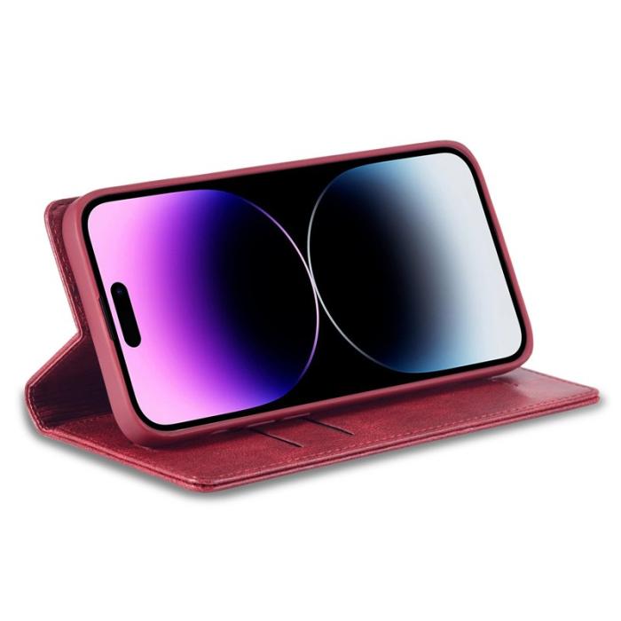 LC.imeeke - LC.IMEEKE iPhone 14 Pro Fodral i PU-läder - Röd