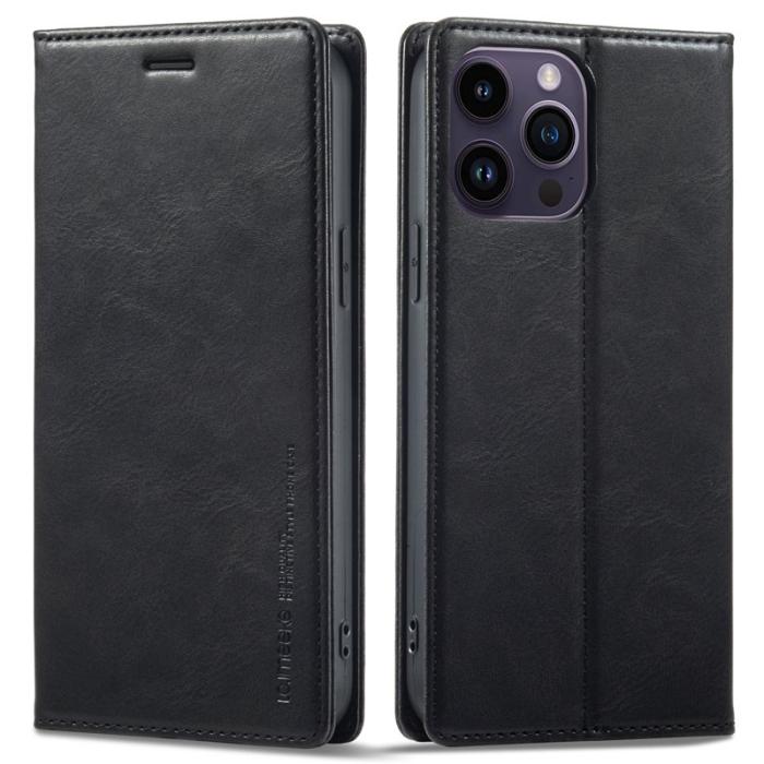 LC.imeeke - LC.IMEEKE iPhone 14 Pro Fodral i PU-läder - Svart