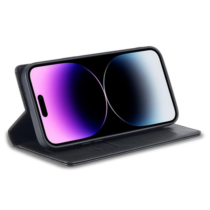 LC.imeeke - LC.IMEEKE iPhone 14 Pro Fodral i PU-läder - Svart