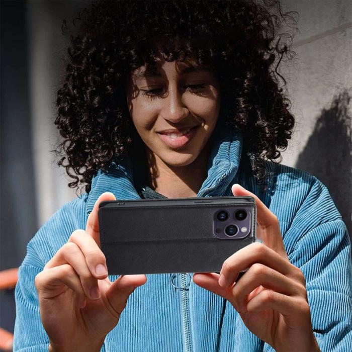 LC.imeeke - LC.IMEEKE iPhone 14 Pro Fodral i PU-läder - Svart