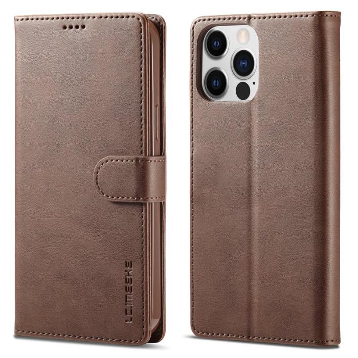 LC.imeeke - LC.IMEEKE iPhone 14 Pro Fodral PU Läder - Brun