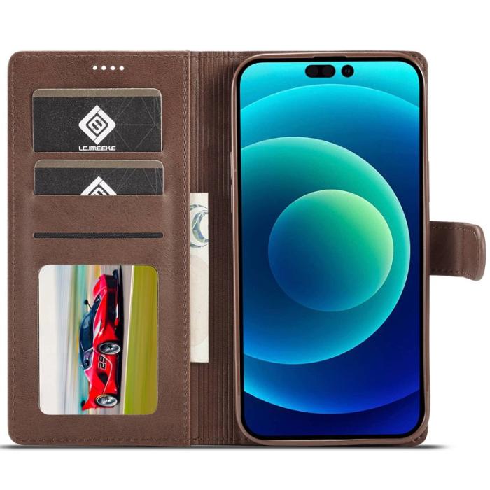 LC.imeeke - LC.IMEEKE iPhone 14 Pro Fodral PU Läder - Brun