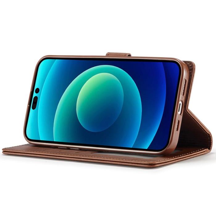 LC.imeeke - LC.IMEEKE iPhone 14 Pro Fodral PU Läder - Brun