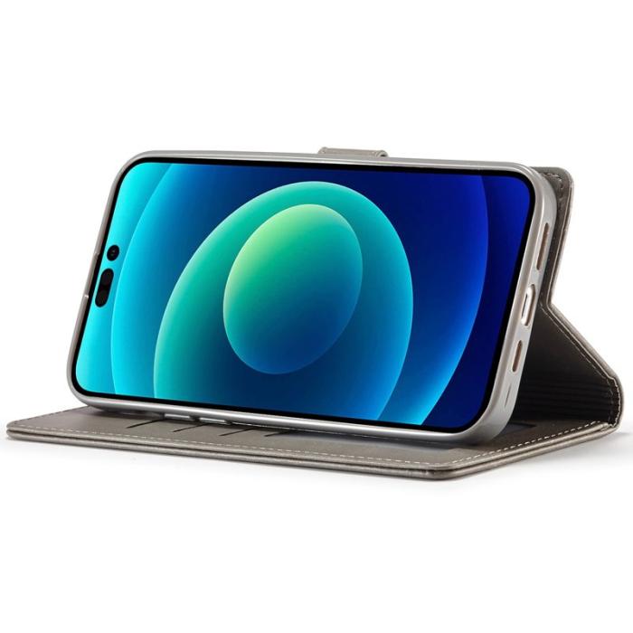 LC.imeeke - LC.IMEEKE iPhone 14 Pro Fodral PU Läder - Grå