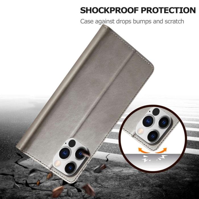 LC.imeeke - LC.IMEEKE iPhone 14 Pro Fodral PU Läder - Grå