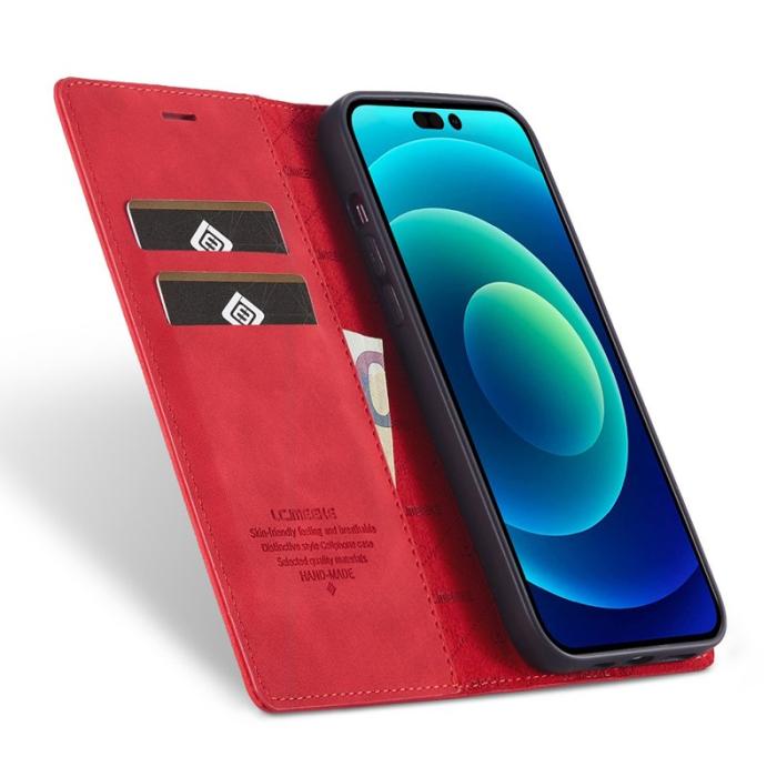 LC.imeeke - LC.IMEEKE iPhone 14 Pro Fodral PU Läder - Röd