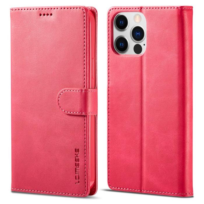 LC.imeeke - LC.IMEEKE iPhone 14 Pro Fodral PU Läder - Rosa