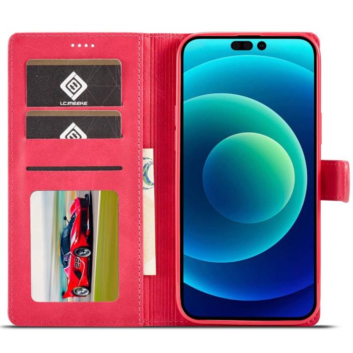 LC.imeeke - LC.IMEEKE iPhone 14 Pro Fodral PU Läder - Rosa