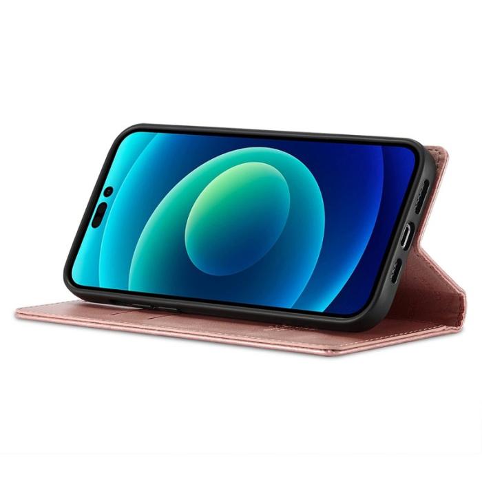 LC.imeeke - LC.IMEEKE iPhone 14 Pro Fodral PU Läder - Starkt Magnetiskt - Rosa