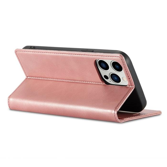LC.imeeke - LC.IMEEKE iPhone 14 Pro Fodral PU Läder - Starkt Magnetiskt - Rosa