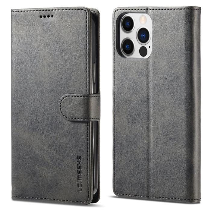 LC.imeeke - LC.IMEEKE iPhone 14 Pro Fodral PU Läder - Svart