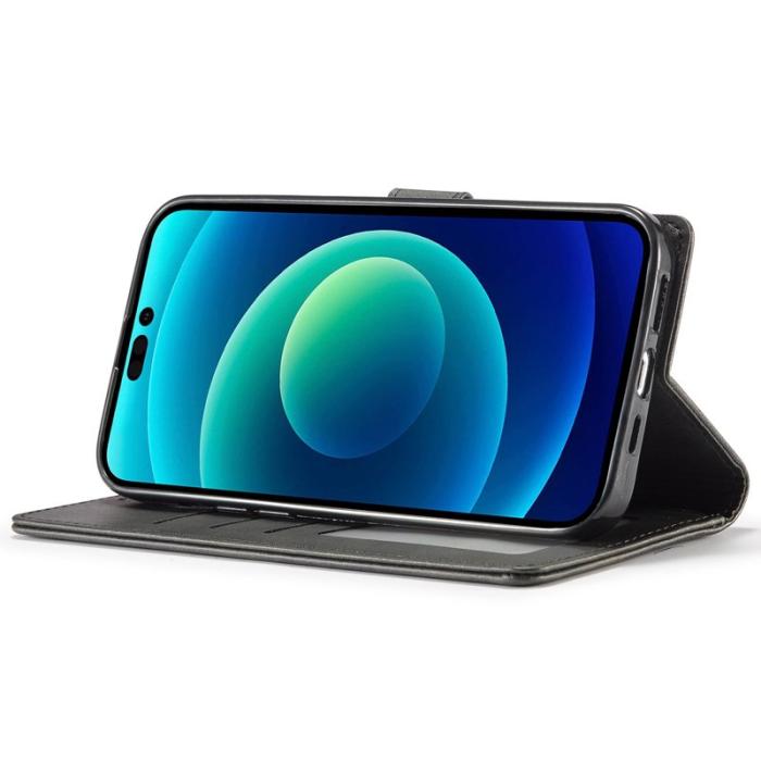 LC.imeeke - LC.IMEEKE iPhone 14 Pro Fodral PU Läder - Svart