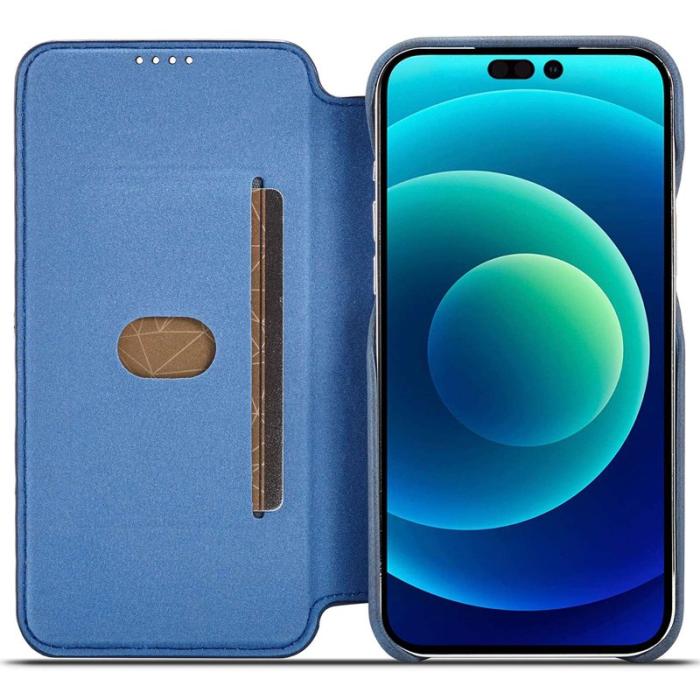 LC.imeeke - LC.IMEEKE iPhone 14 Pro Fodral Ställ Magnetisk PU Läder - Blå