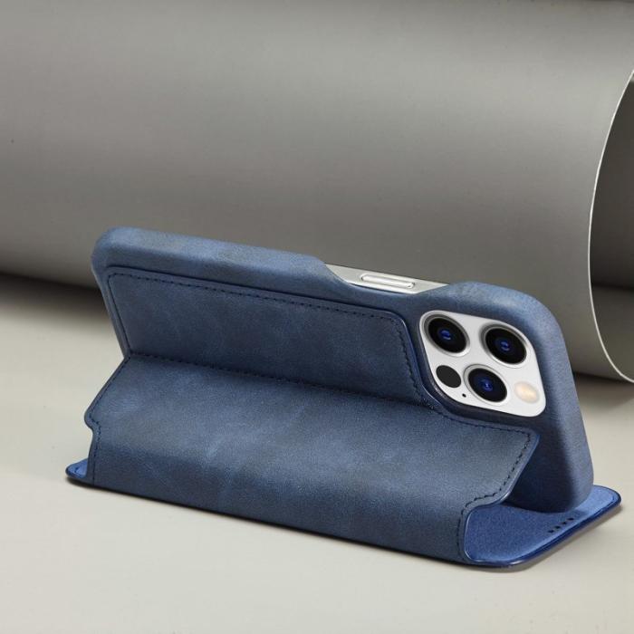 LC.imeeke - LC.IMEEKE iPhone 14 Pro Fodral Ställ Magnetisk PU Läder - Blå