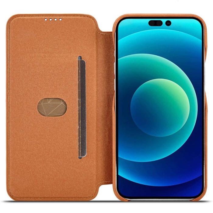 LC.imeeke - LC.IMEEKE iPhone 14 Pro Fodral Ställ Magnetisk PU Läder - Ljusbrun