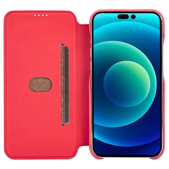 LC.imeeke - LC.IMEEKE iPhone 14 Pro Fodral Ställ Magnetisk PU Läder - Röd