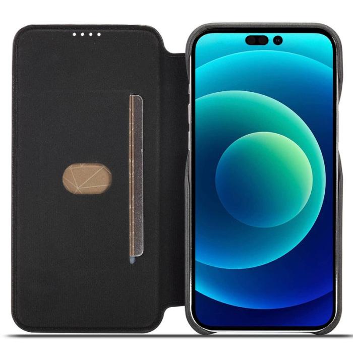 LC.imeeke - LC.IMEEKE iPhone 14 Pro Fodral Ställ Magnetisk PU Läder - Svart