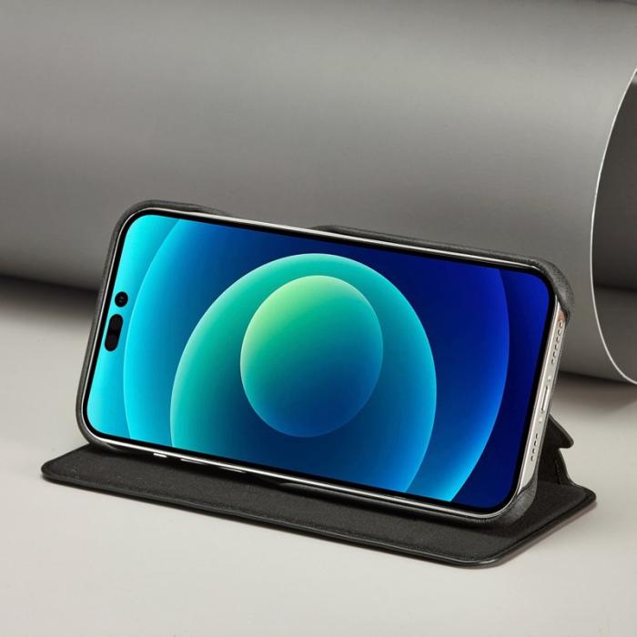 LC.imeeke - LC.IMEEKE iPhone 14 Pro Fodral Ställ Magnetisk PU Läder - Svart