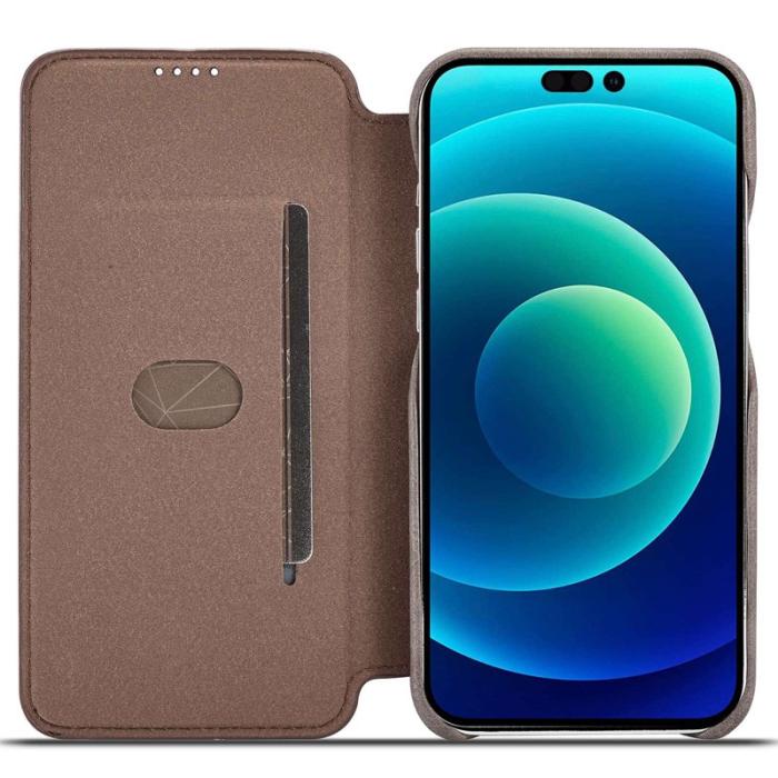 LC.imeeke - LC.IMEEKE iPhone 14 Pro Fodral Stand PU Läder - Mörkbrun