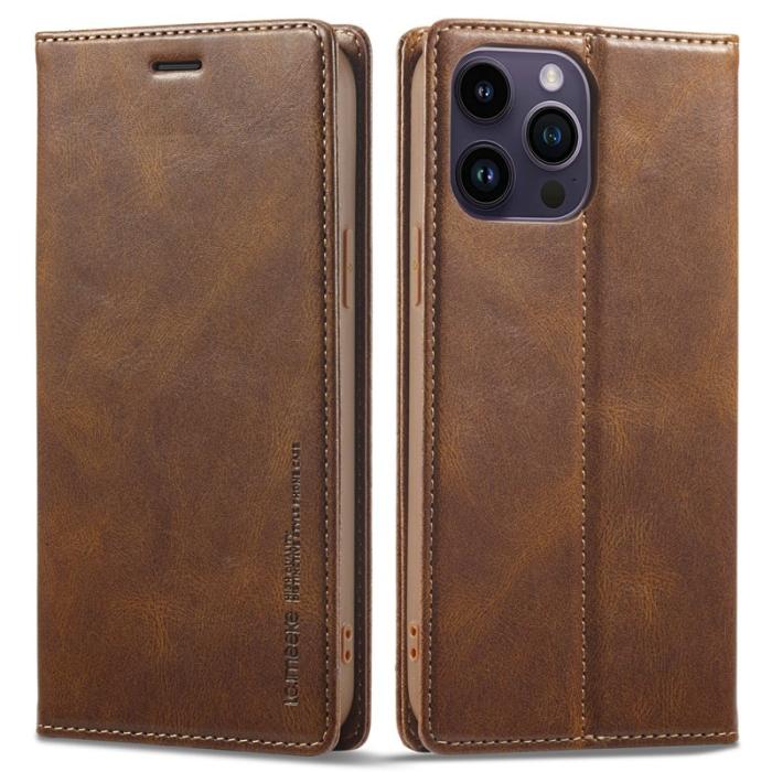 LC.imeeke - LC.IMEEKE iPhone 14 Pro Fodral Wallet PU Läder - Brun