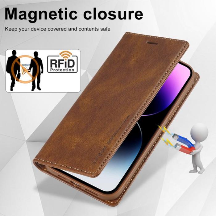 LC.imeeke - LC.IMEEKE iPhone 14 Pro Fodral Wallet PU Läder - Brun