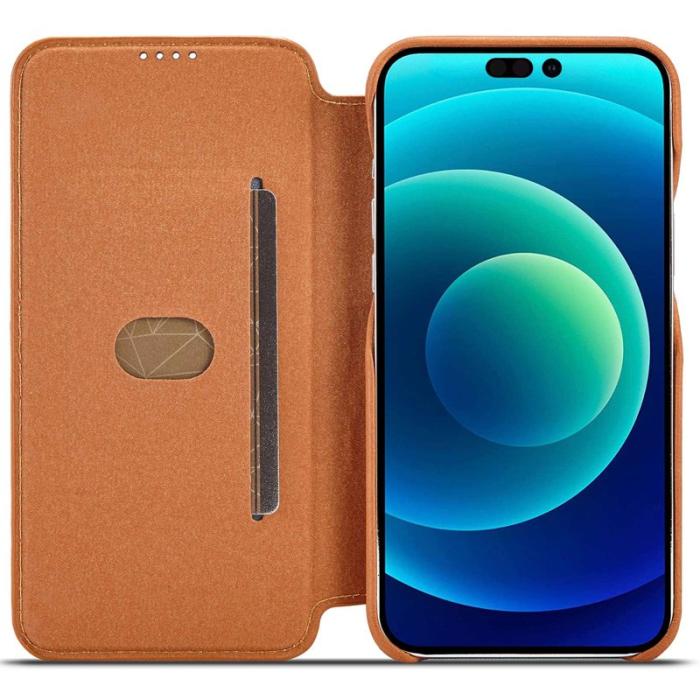 LC.imeeke - LC.IMEEKE iPhone 14 Pro Max Fodral Äkta läder - Ljusbrun