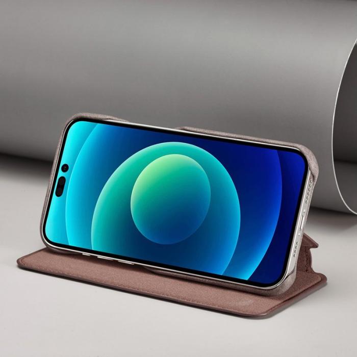 LC.imeeke - LC.IMEEKE iPhone 14 Pro Max Fodral Äkta läder - Mörkbrun