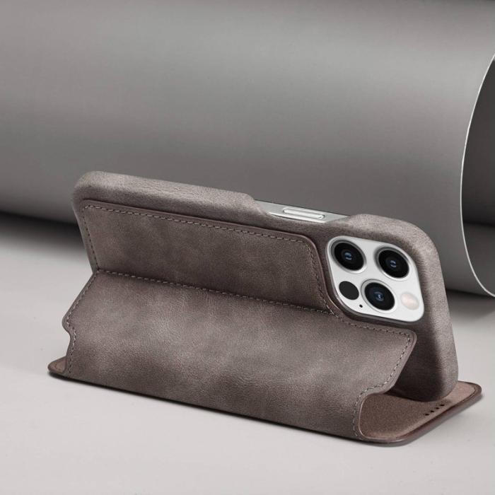 LC.imeeke - LC.IMEEKE iPhone 14 Pro Max Fodral Äkta läder - Mörkbrun