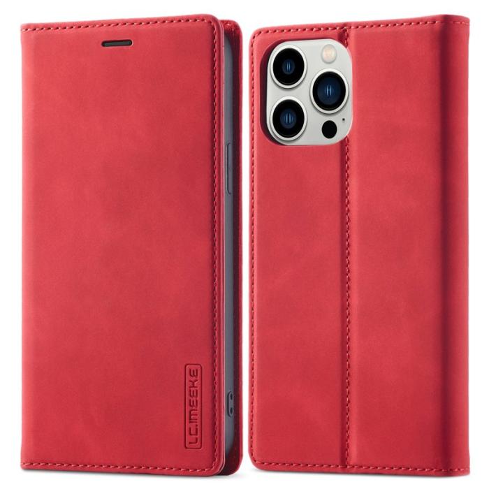 LC.imeeke - LC.IMEEKE iPhone 14 Pro Max Fodral Äkta läder - Röd