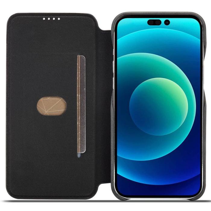 LC.imeeke - LC.IMEEKE iPhone 14 Pro Max Fodral Äkta läder - Svart