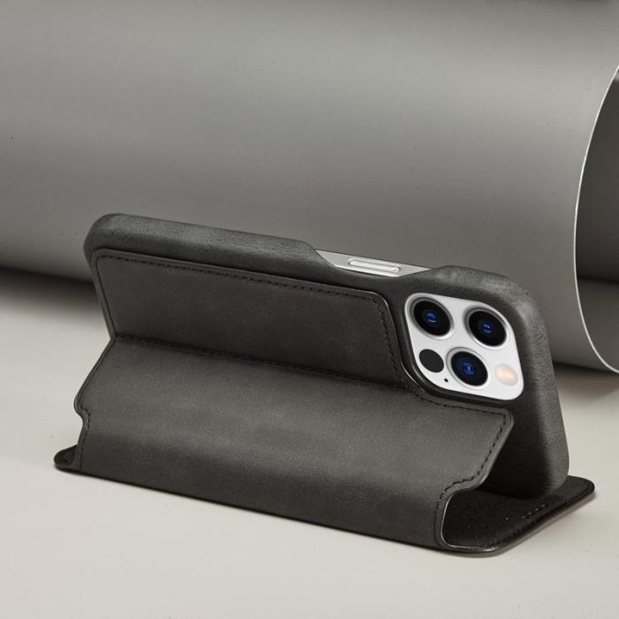 LC.imeeke - LC.IMEEKE iPhone 14 Pro Max Fodral Äkta läder - Svart