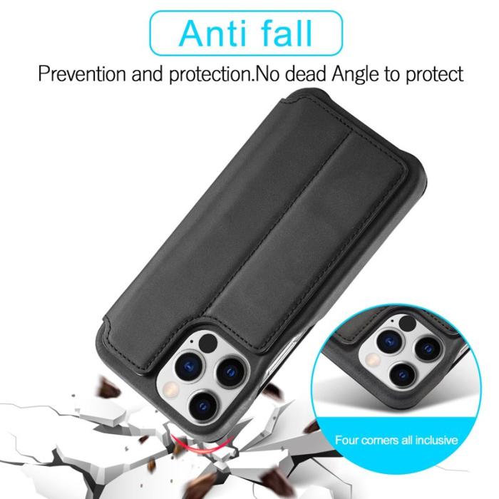 LC.imeeke - LC.IMEEKE iPhone 14 Pro Max Fodral Äkta läder - Svart