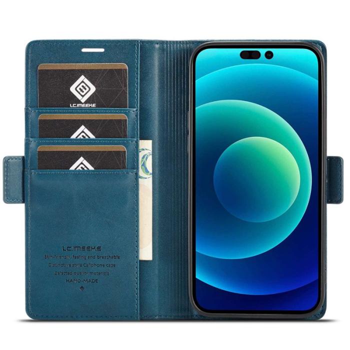 LC.imeeke - LC.IMEEKE iPhone 14 Pro Max Fodral i PU-läder - Blå