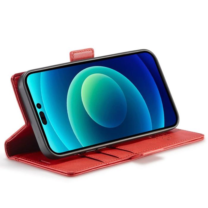 LC.imeeke - LC.IMEEKE iPhone 14 Pro Max Fodral i PU-läder - Röd