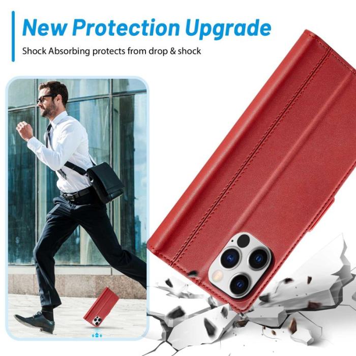 LC.imeeke - LC.IMEEKE iPhone 14 Pro Max Fodral i PU-läder - Röd