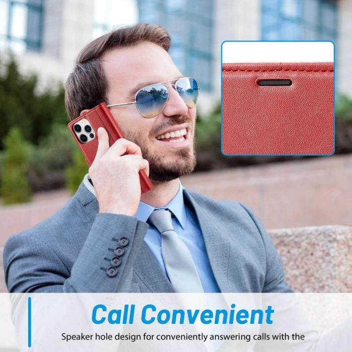 LC.imeeke - LC.IMEEKE iPhone 14 Pro Max Fodral i PU-läder - Röd