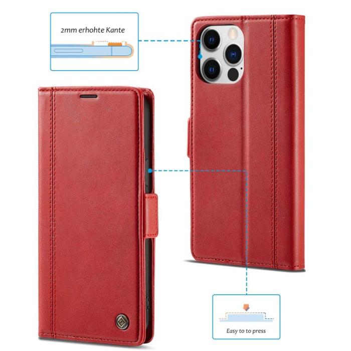 LC.imeeke - LC.IMEEKE iPhone 14 Pro Max Fodral i PU-läder - Röd