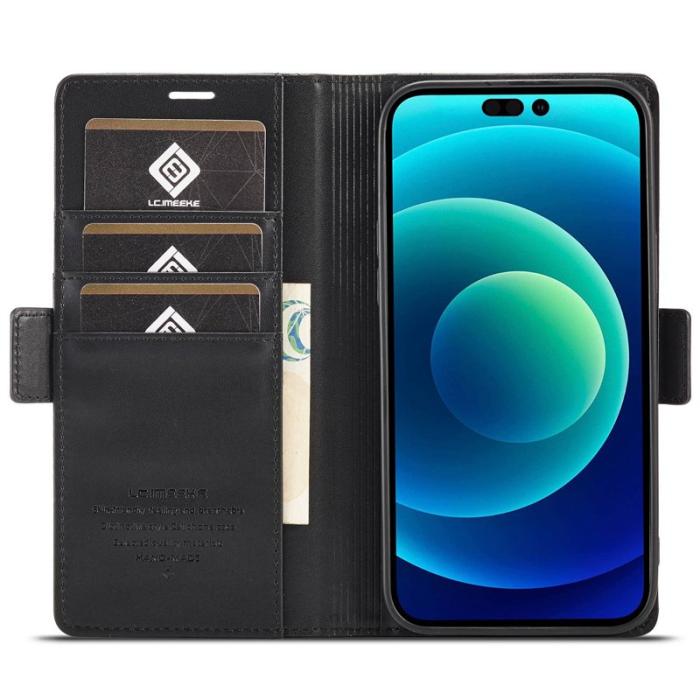 LC.imeeke - LC.IMEEKE iPhone 14 Pro Max Fodral i PU-läder - Svart