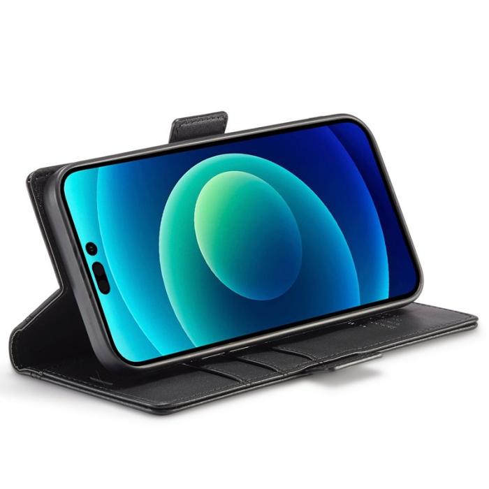 LC.imeeke - LC.IMEEKE iPhone 14 Pro Max Fodral i PU-läder - Svart