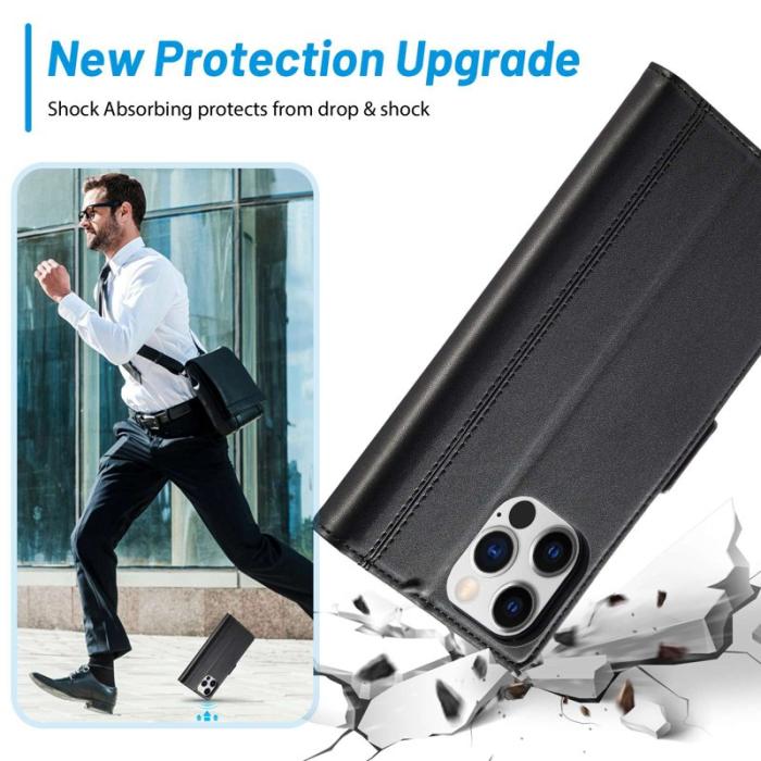 LC.imeeke - LC.IMEEKE iPhone 14 Pro Max Fodral i PU-läder - Svart