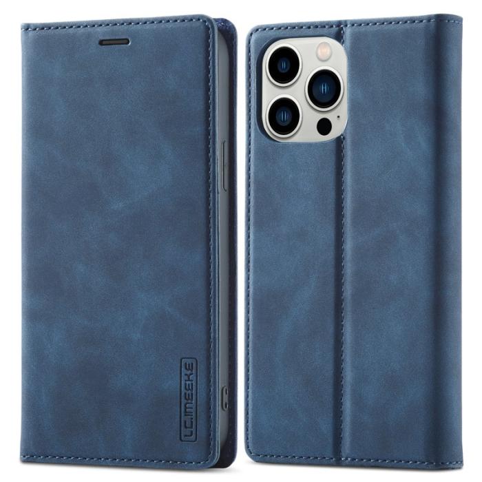 LC.imeeke - LC.IMEEKE iPhone 14 Pro Max Fodral PU Läder - Blå