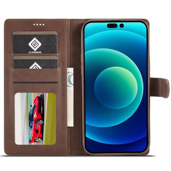 LC.imeeke - LC.IMEEKE iPhone 14 Pro Max Fodral PU Läder - Brun