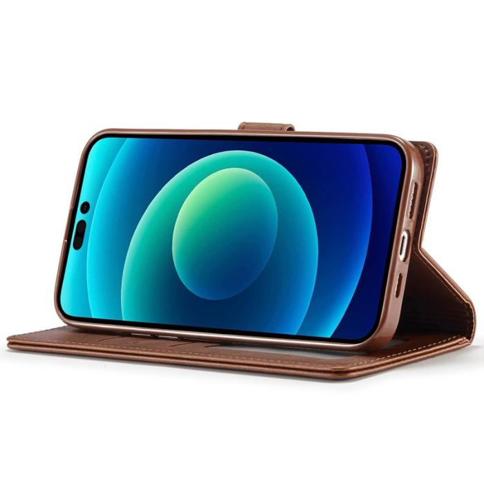 LC.imeeke - LC.IMEEKE iPhone 14 Pro Max Fodral PU Läder - Brun