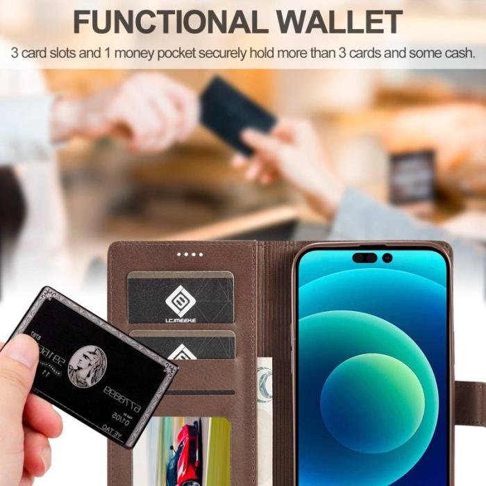 LC.imeeke - LC.IMEEKE iPhone 14 Pro Max Fodral PU Läder - Brun