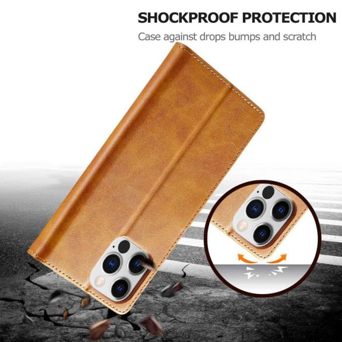 LC.imeeke - LC.IMEEKE iPhone 14 Pro Max Fodral PU Läder - Ljusbrun