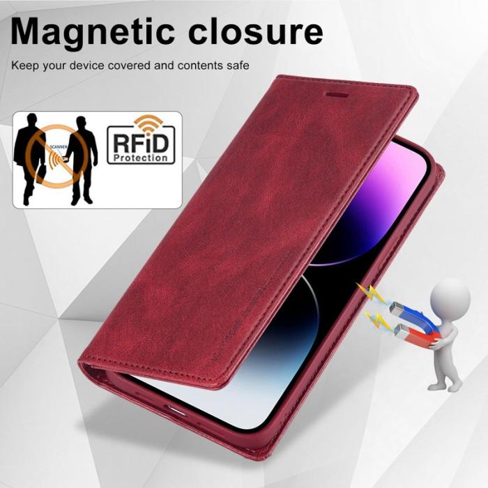 LC.imeeke - LC.IMEEKE iPhone 14 Pro Max Fodral PU Läder - Röd