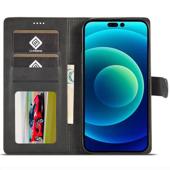 LC.imeeke - LC.IMEEKE iPhone 14 Pro Max Fodral PU Läder - Svart