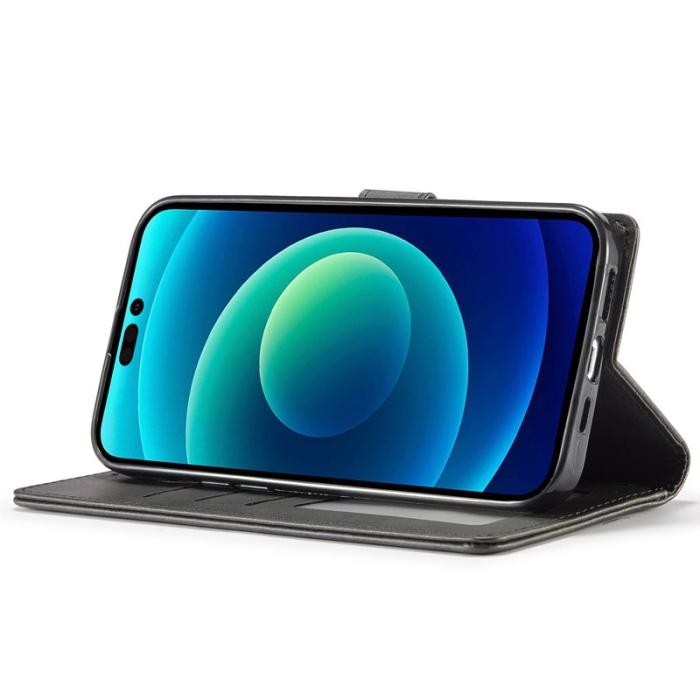 LC.imeeke - LC.IMEEKE iPhone 14 Pro Max Fodral PU Läder - Svart