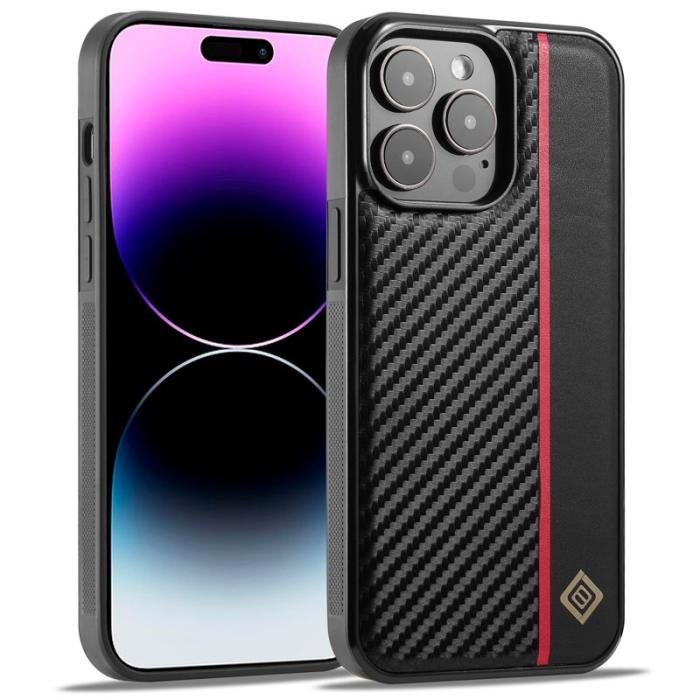 LC.imeeke - LC.IMEEKE iPhone 14 Pro Max Skal - Kolfiber Splicing - Svart